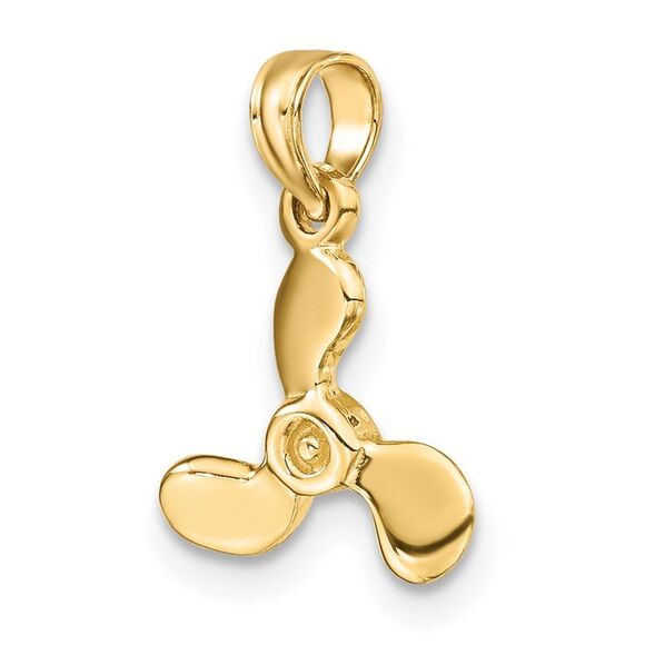 14k Yellow Gold 3-D Polished Mini Three Blade Propeller Charm